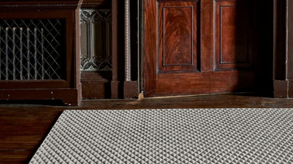 JAB Anstoetz Teppich Kollektion Red Thread graues Rautenmuster