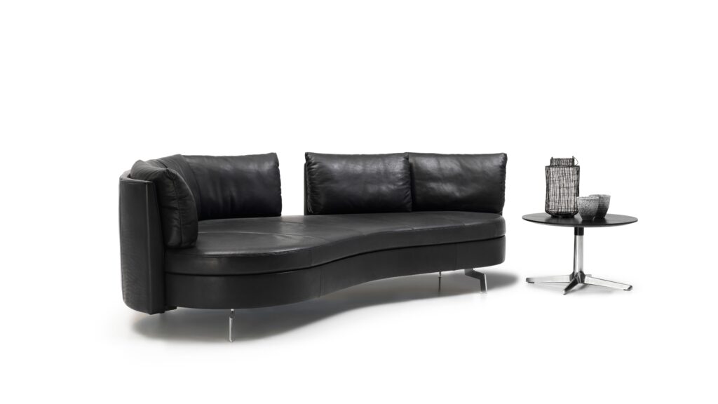 de sede ds-167 Sofa zwei Rückenlehnen schwarz Leder mit Beistelltisch