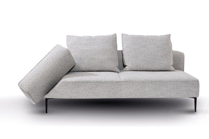 JORI Sofa TIGRA Stoff grau Seitenlehne zum drehen
