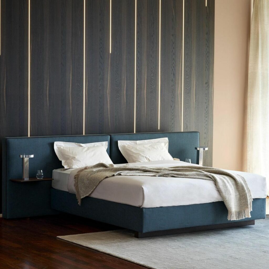 Schramm Bett Origins blau Kopfteil breit