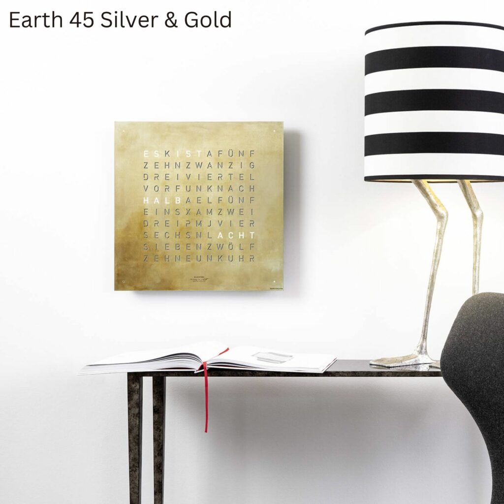 QLOCKTWO Earth 45 Silver and Gold