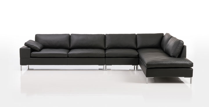 Brühl Sofa Alba Ecksofa Leder schwarz