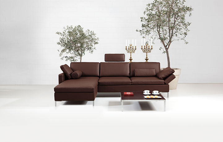 Brühl Sofa Alba Ecksofa Leder braun mit Beistelltisch