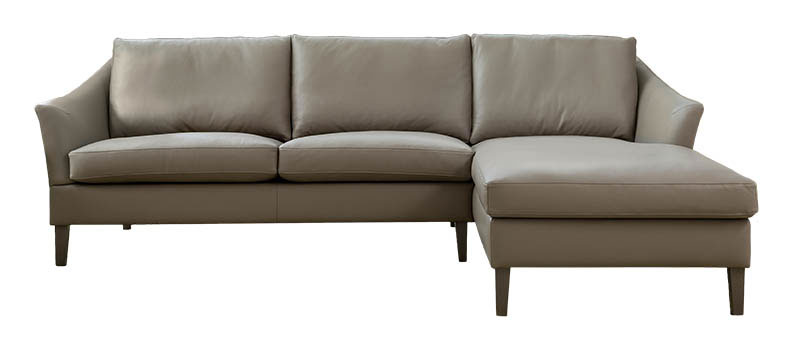 Bielefelder Werkstätten Sofa Saloni Leder grau mit Recamiere