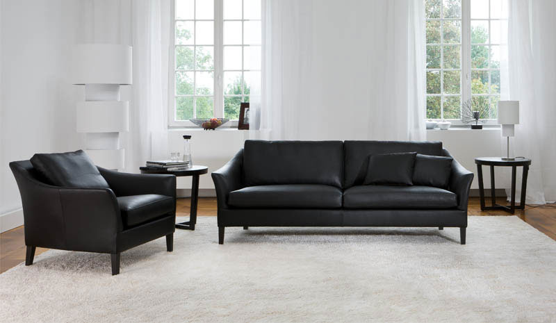 Bielefelder Werkstätten Sofa Saloni schwarzes Leder