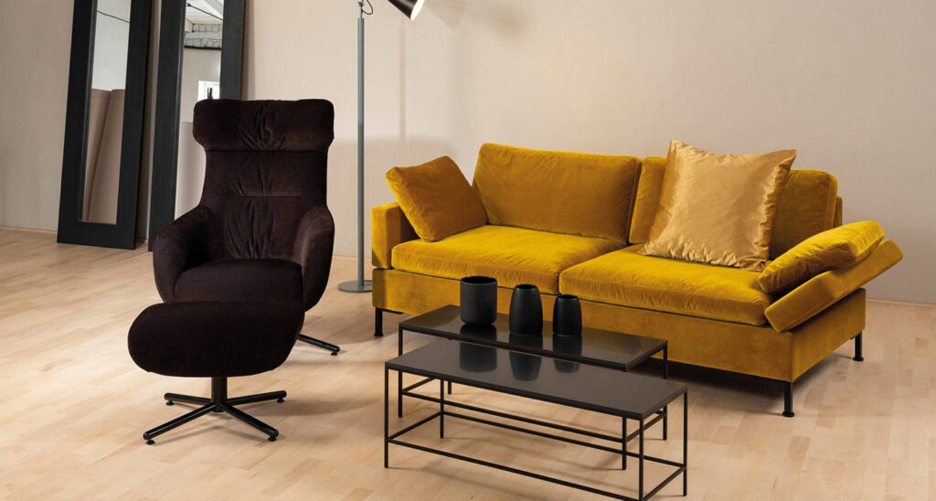 Brühl Sofa Alba gelb und Sessel Alba