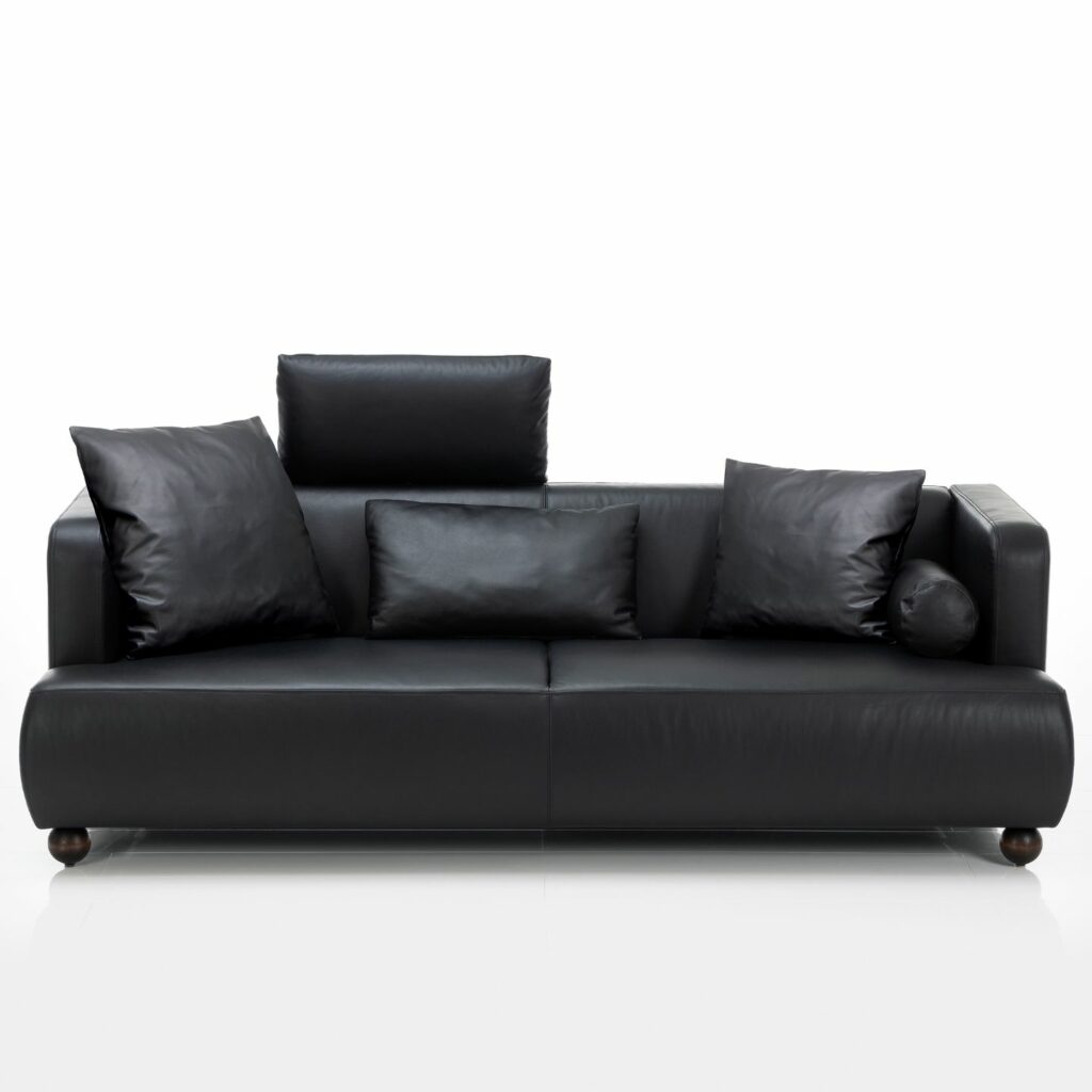 Brühl Sofa Aoyama Leder schwarz mit Kopfstütze
