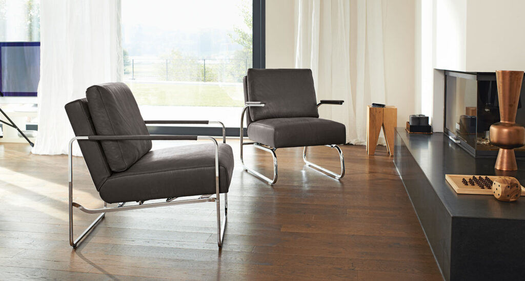 FSM Sessel Gabo Leder schwarz Milieu