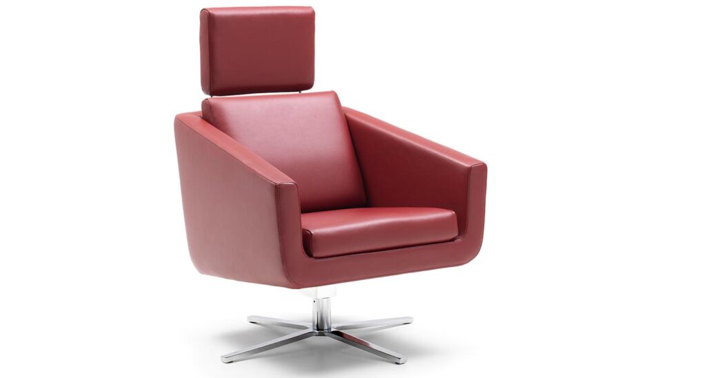 FSM Sessel Pavo Leder rot mit Kopfstütze