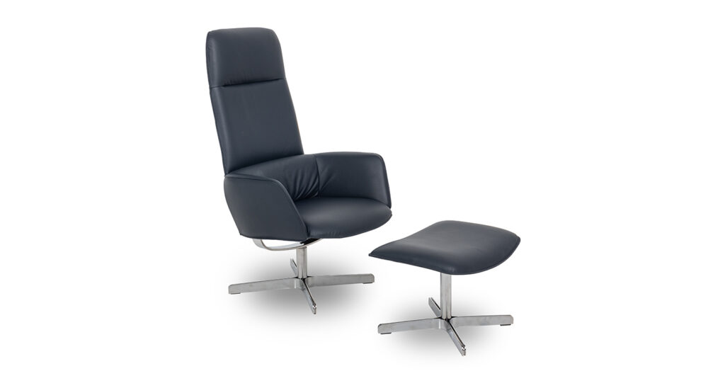 FSM Sessel Rex Leder schwarz mit Hocker