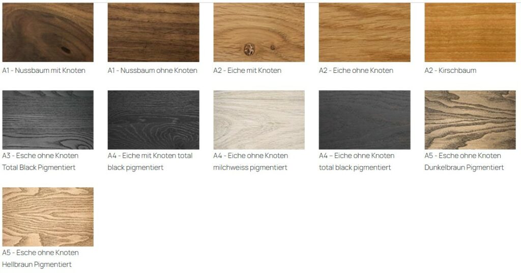 Holzarten Riva1920 Esstisch Rewood Line
