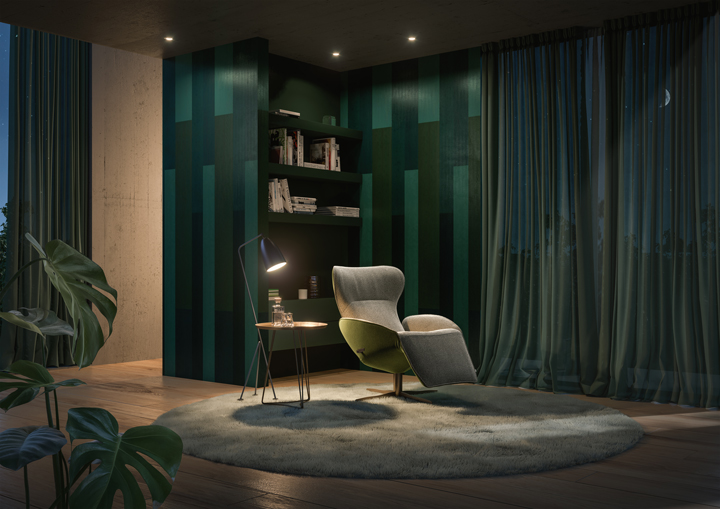 Jori Daydreamer Sessel Relaxsessel grau im dunklen Raum