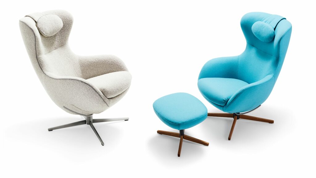 Moebel Meiss Bad Homburg Jester Signet blau weiß boucle stoff buklee