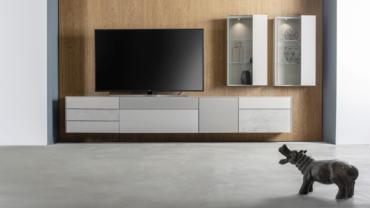 Möbel Meiss Sudbrock Wohnwand Cubo mit Vitrine