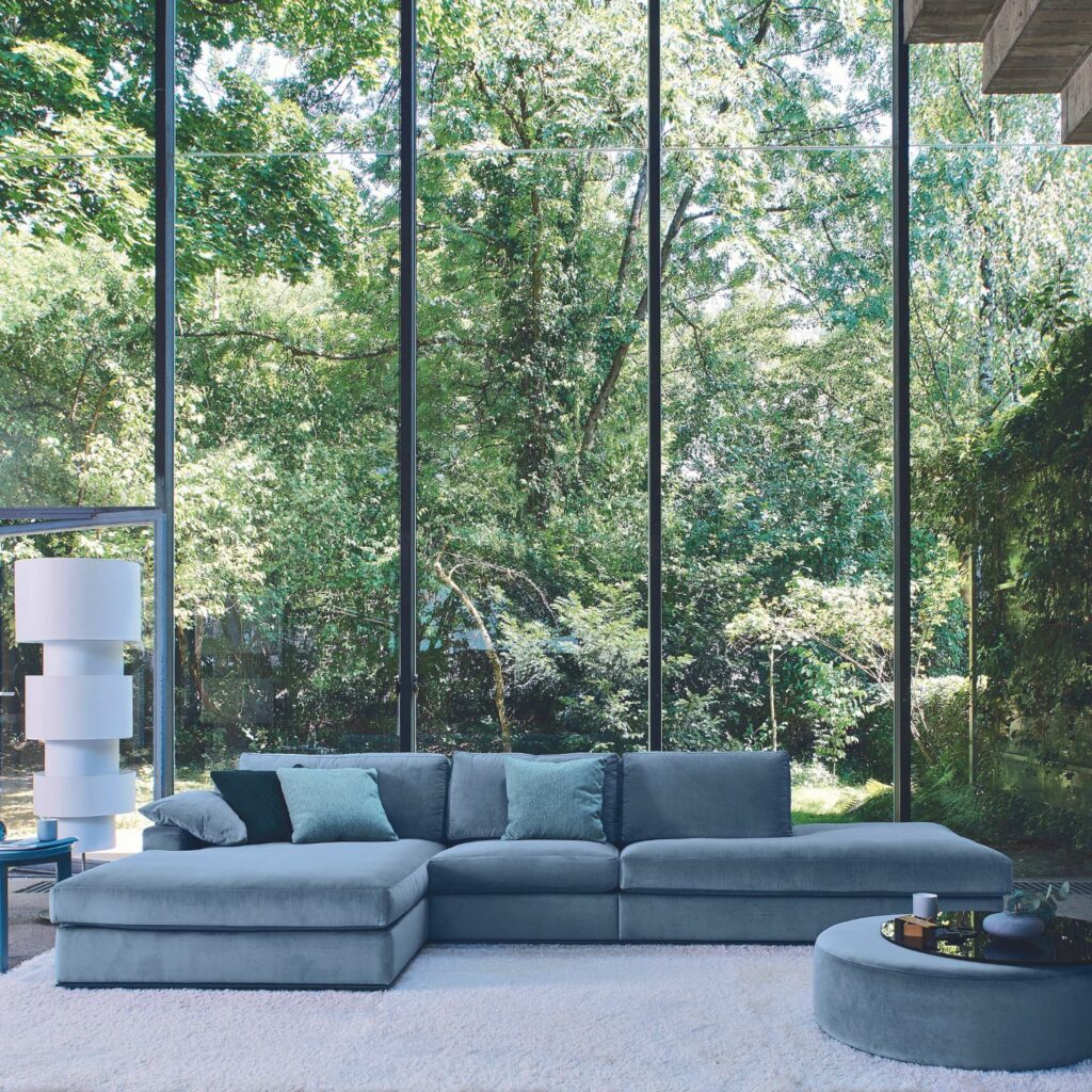 Bielefelder Werkstaetten Sofa Ecksofa Inspiration Stoff blau