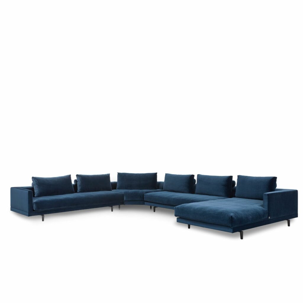 Bielefelder Werkstaetten Sofa Ecksofa Long Island Stoff blau