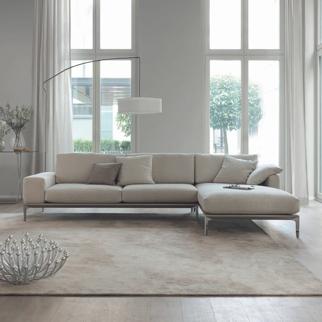 Bielefelder Werkstaetten Sofa Ecksofa Spirit Stoff grau vorne