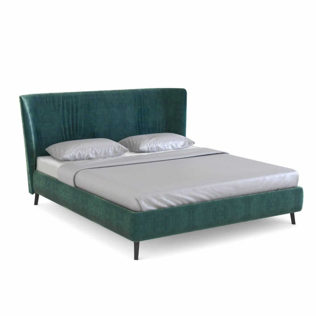 Bielefelder Werkstätten Bett Polo Polsterbett bodenfrei blau