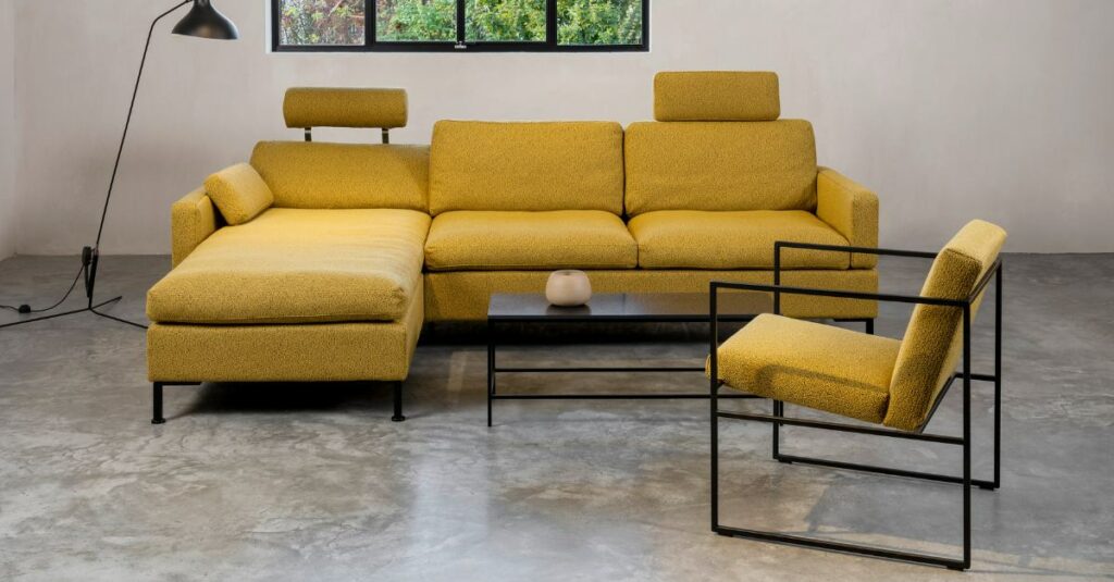Brühl Sofa Alba Ecksofa Stoff senfgelb