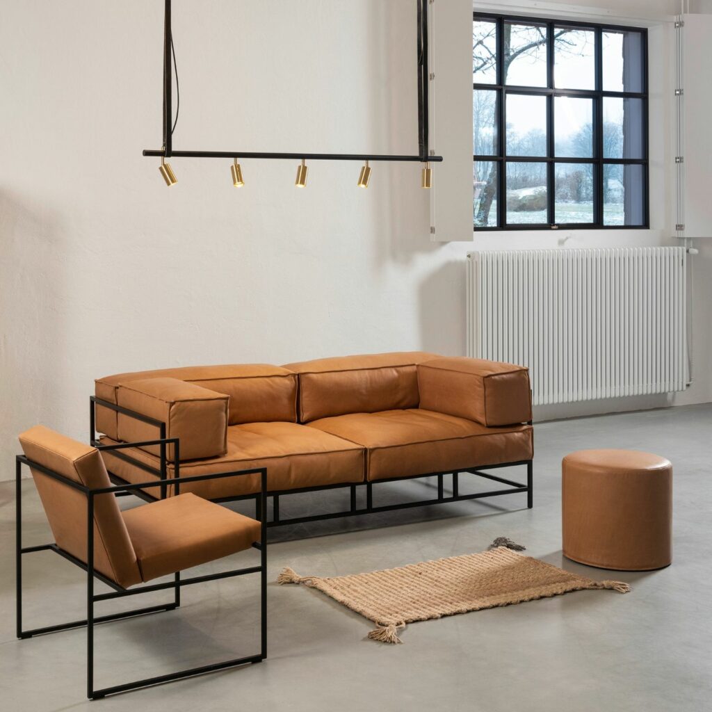 Brühl Sofa Easy Pieces Forever Leder braun mit Einzelsessel