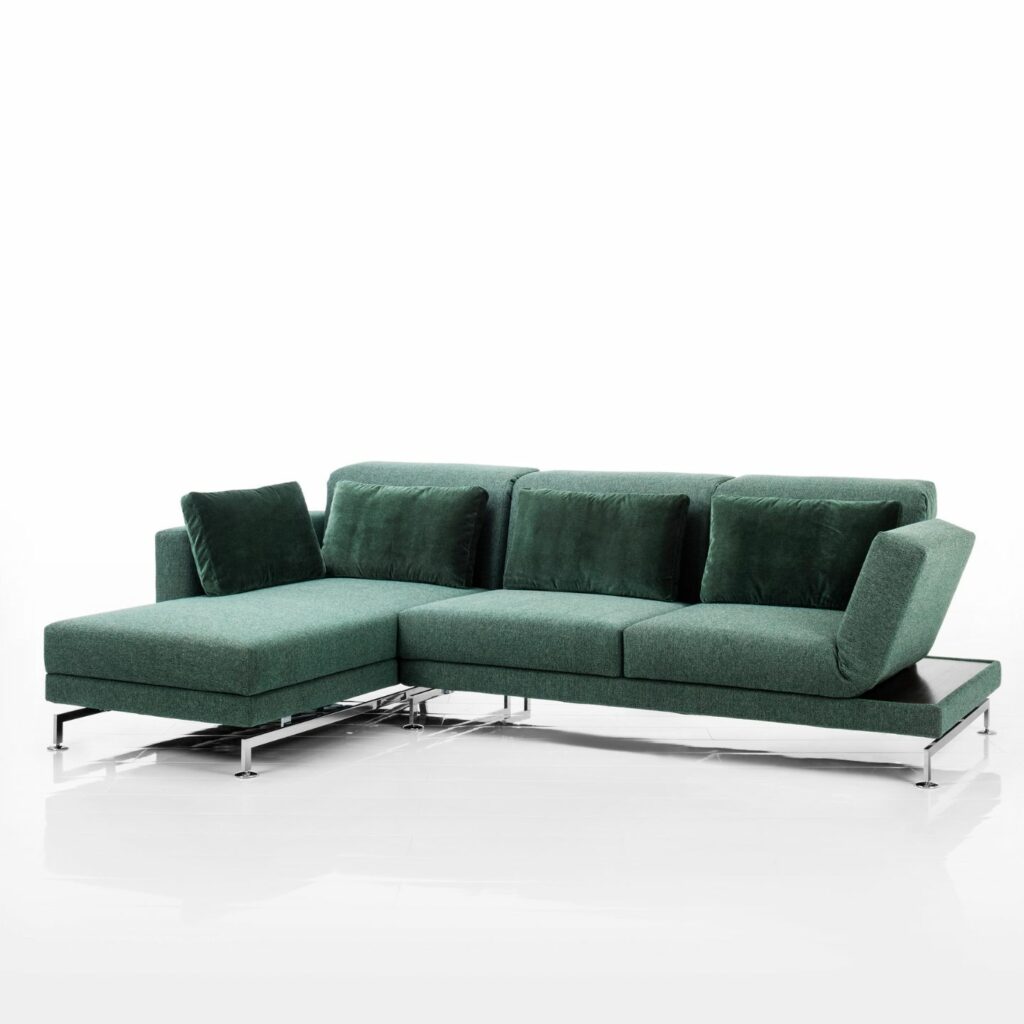 brühl Sofa Moule Dreisitzer grün mit Recamiere
