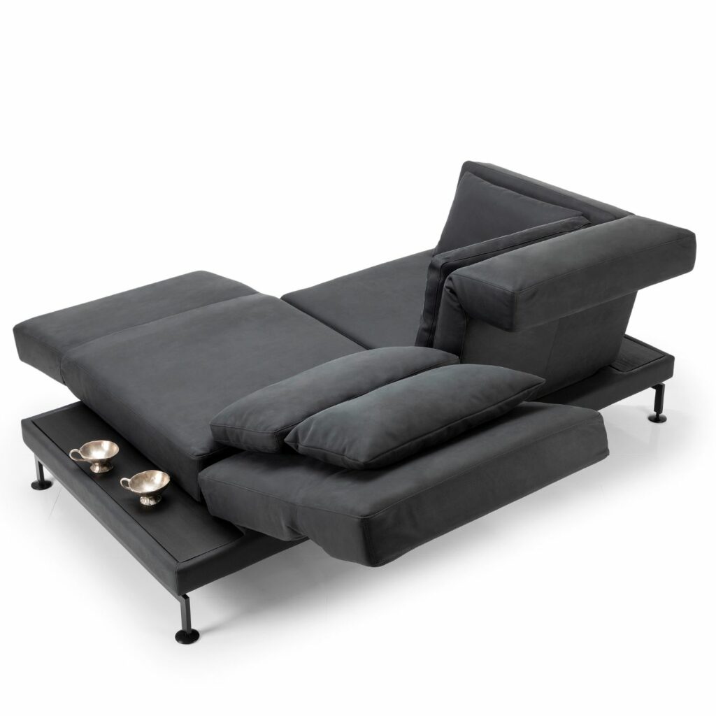 brühl Sofa Moule Zweisitzer schwarz Stoff mit Fußstütze