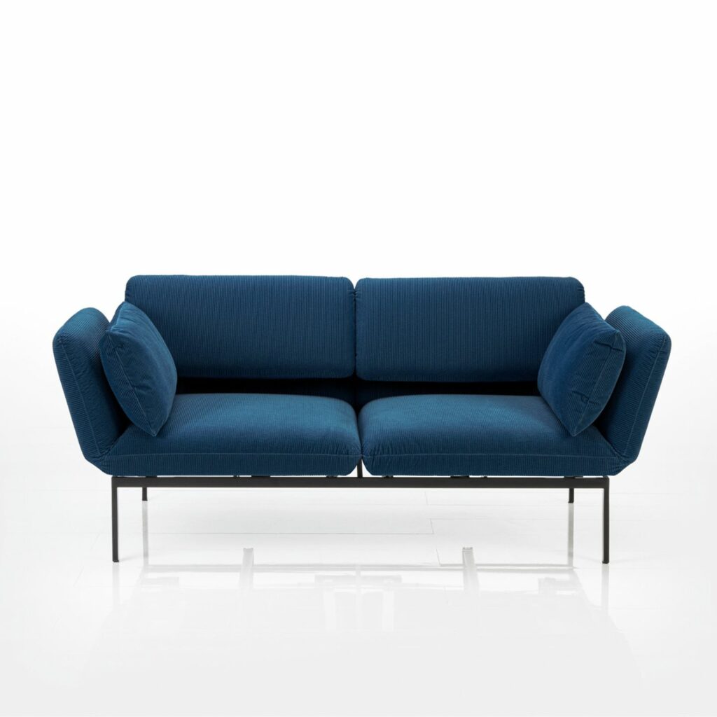 brühl Sofa roro Zweisitzer blau Stoff zwei Armlehnen