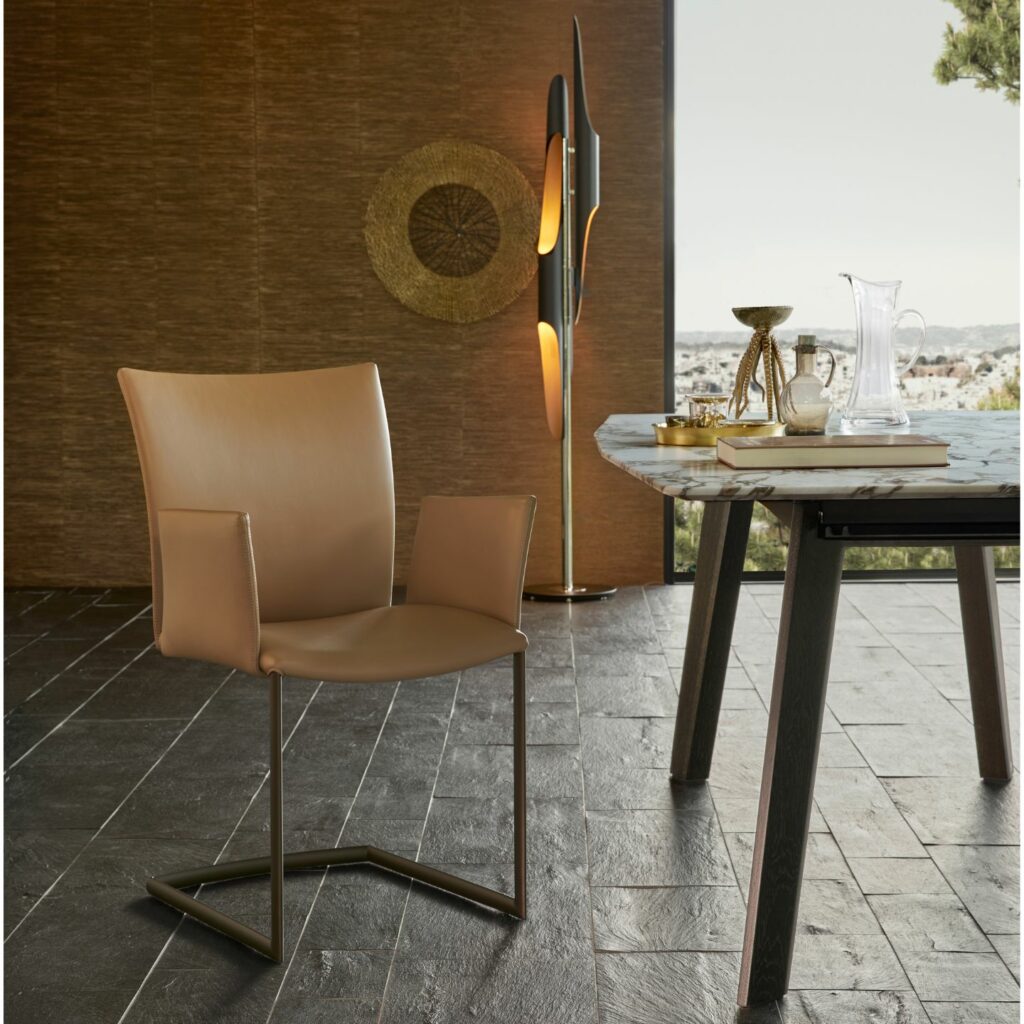 Draenert Stuhl Nobile Swing Soft Leder braun mit Armlehnen