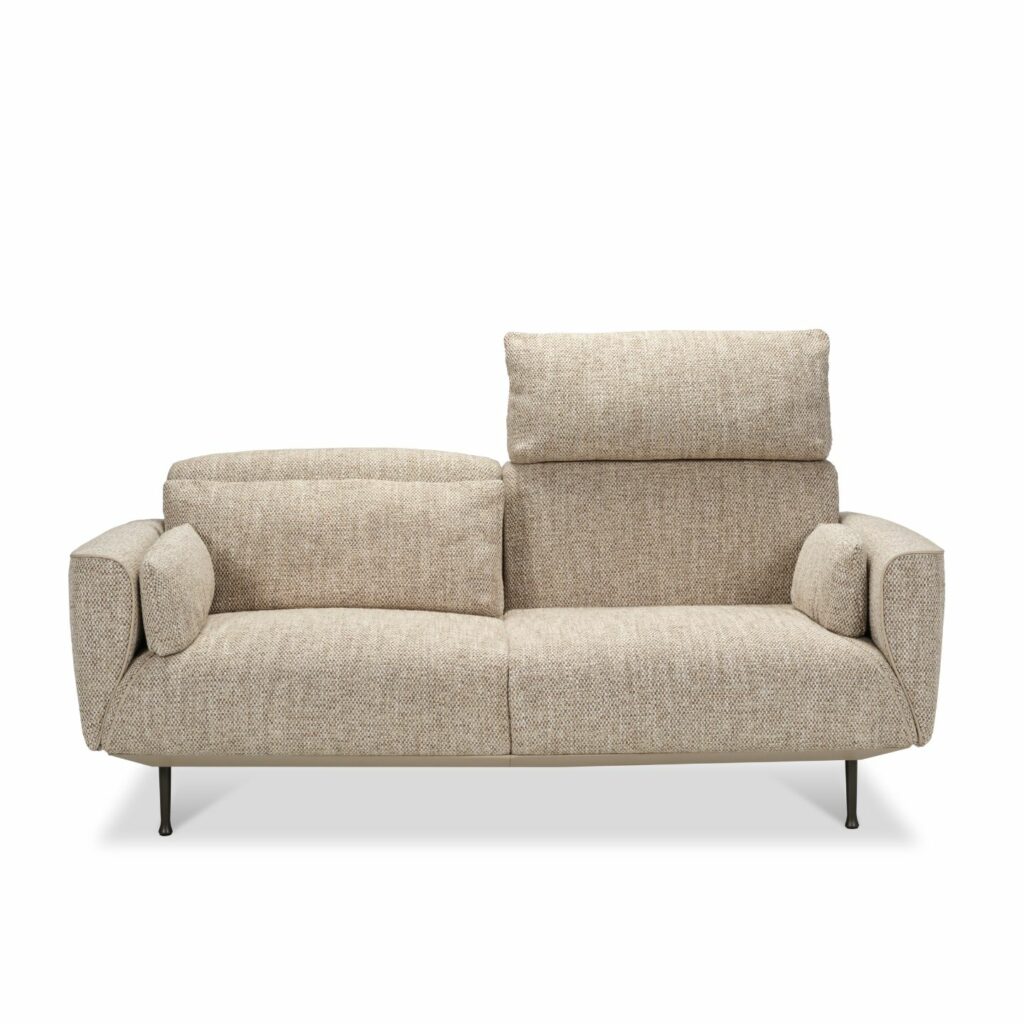 Jori Sofa Eden Stoff beige meliert zweisitzer mit Kopfstütze