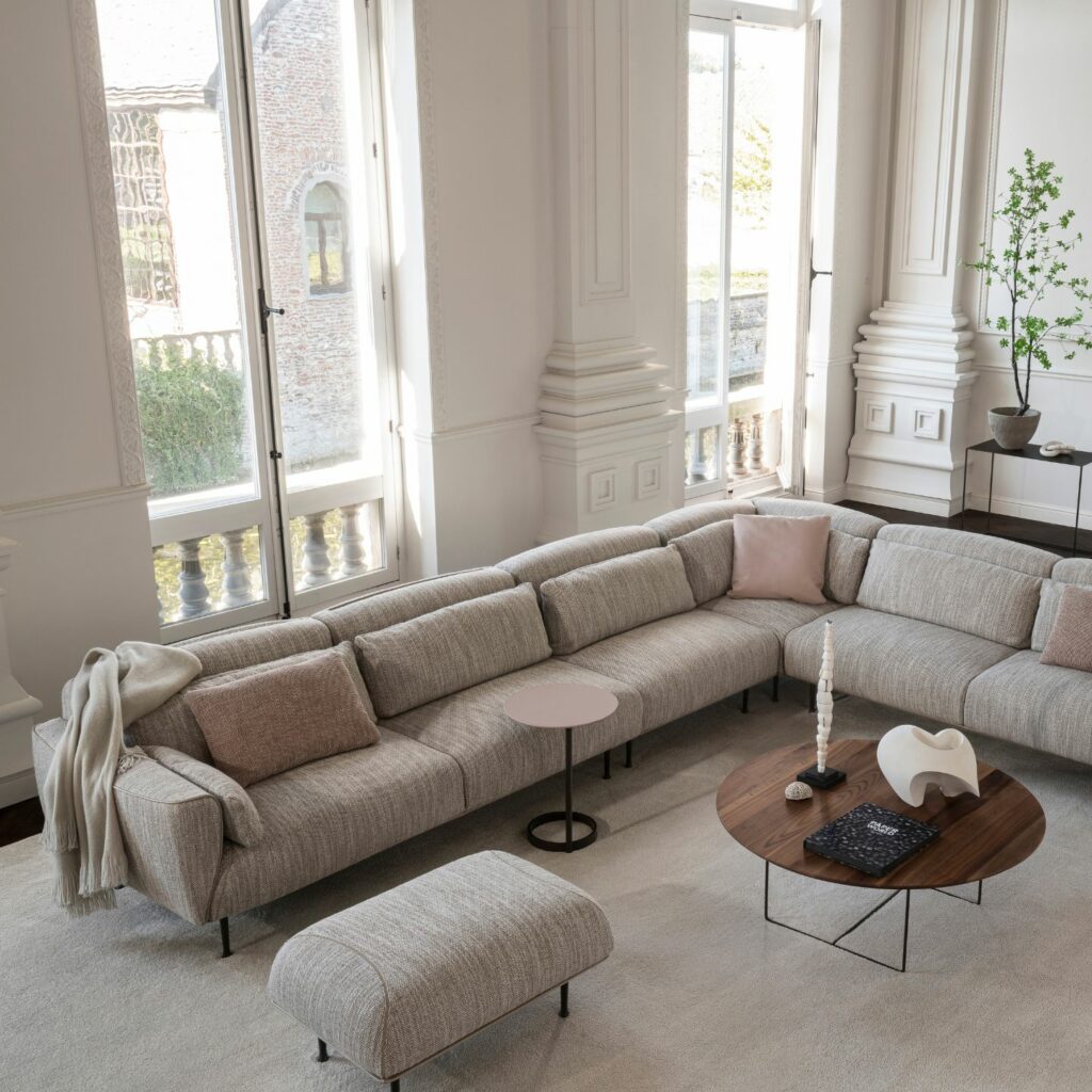 Jori Sofa Eden Ecksofa Lounge Stoff grau meliert Ansicht von oben