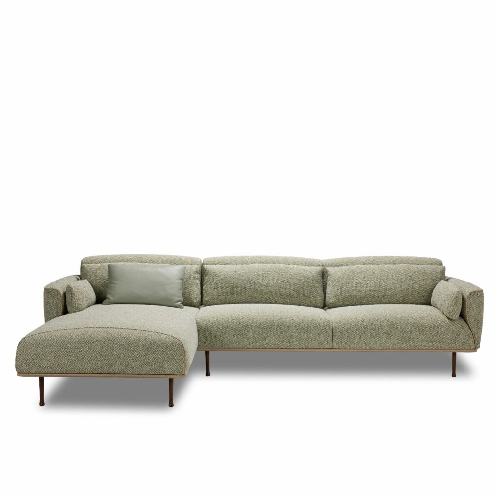 Jori Sofa Eden mit Recamiere Stoff grau meliert