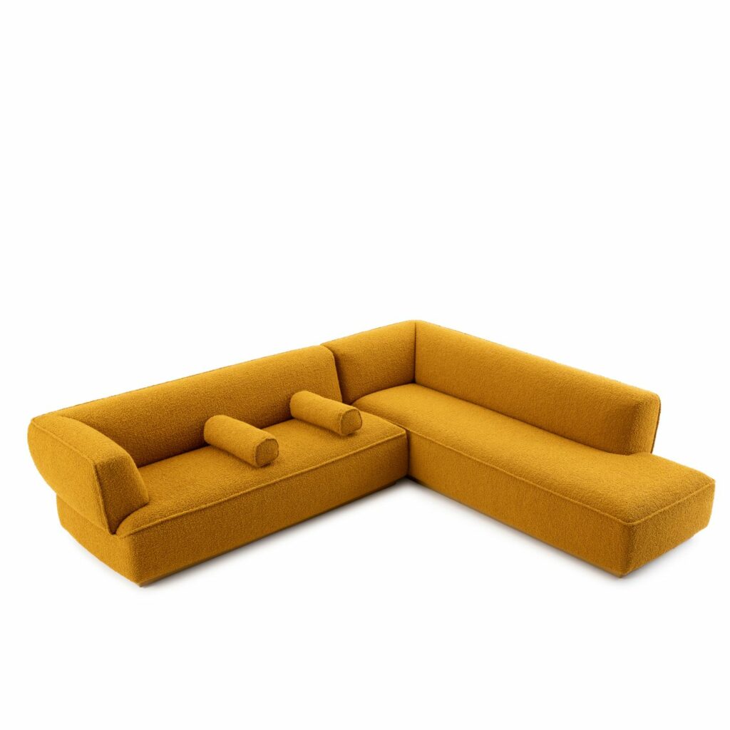 Leolux Sofa Loya L-Form orange mit Armrollen