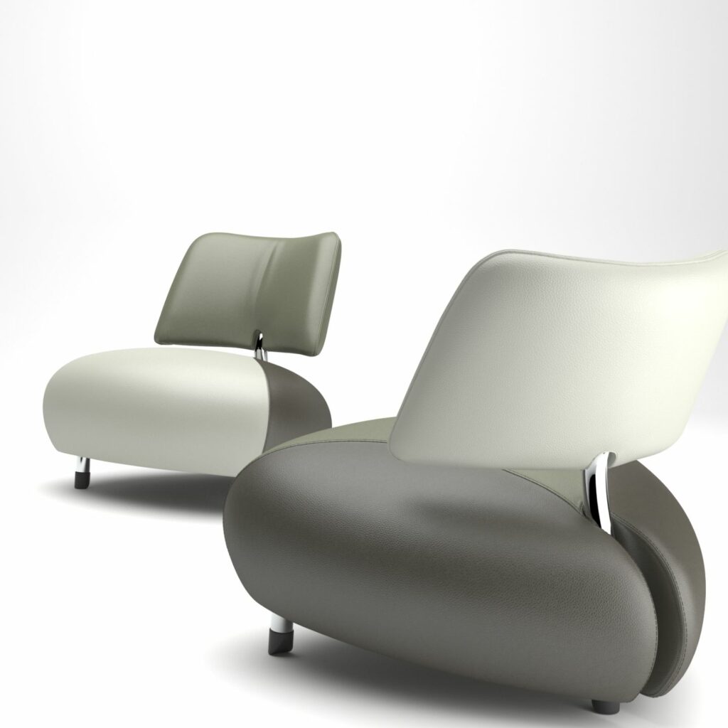 Leolux Sessel Pallone Leder grau und weiß
