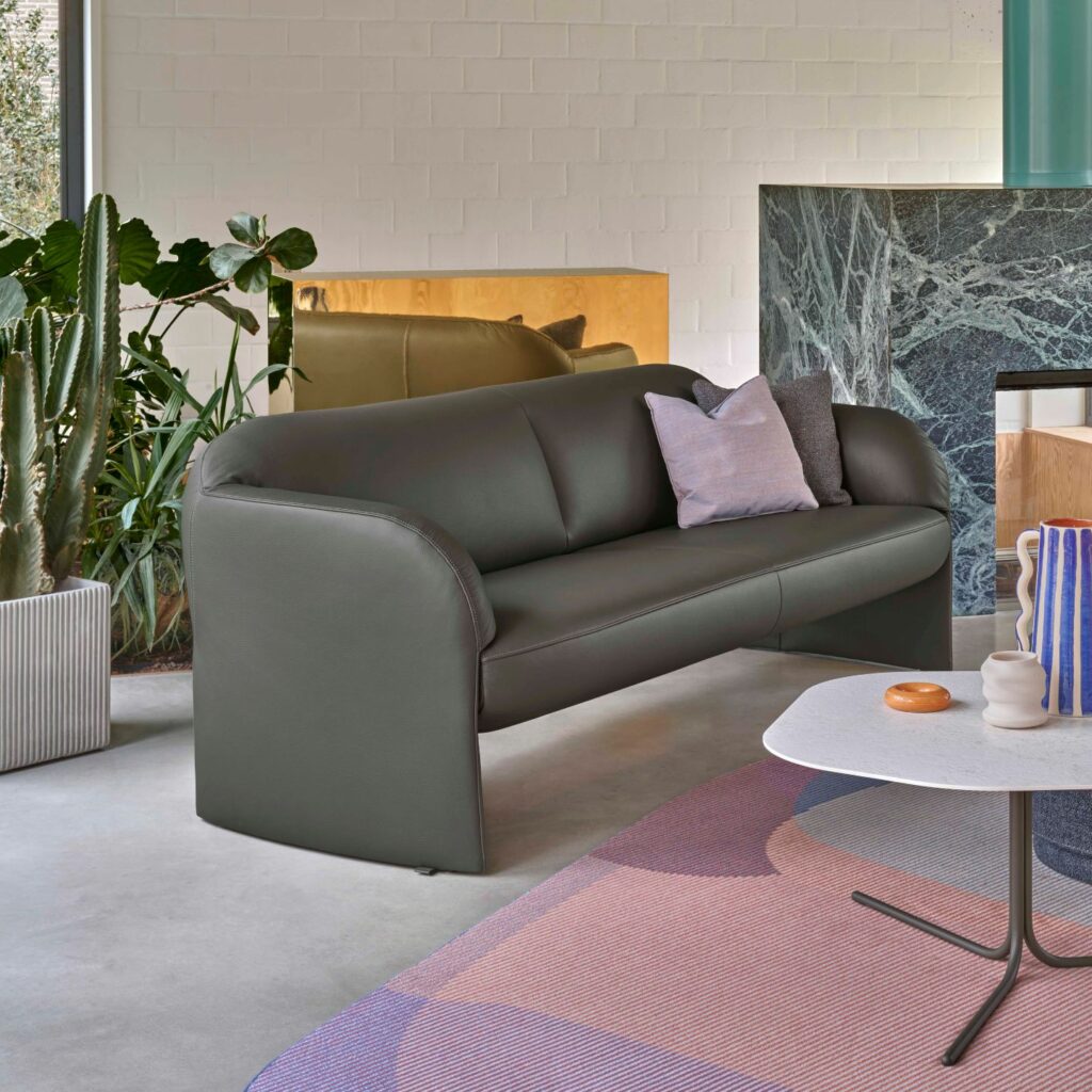 Leolux Sofa Modius 2,5 Sitzer Leder grau