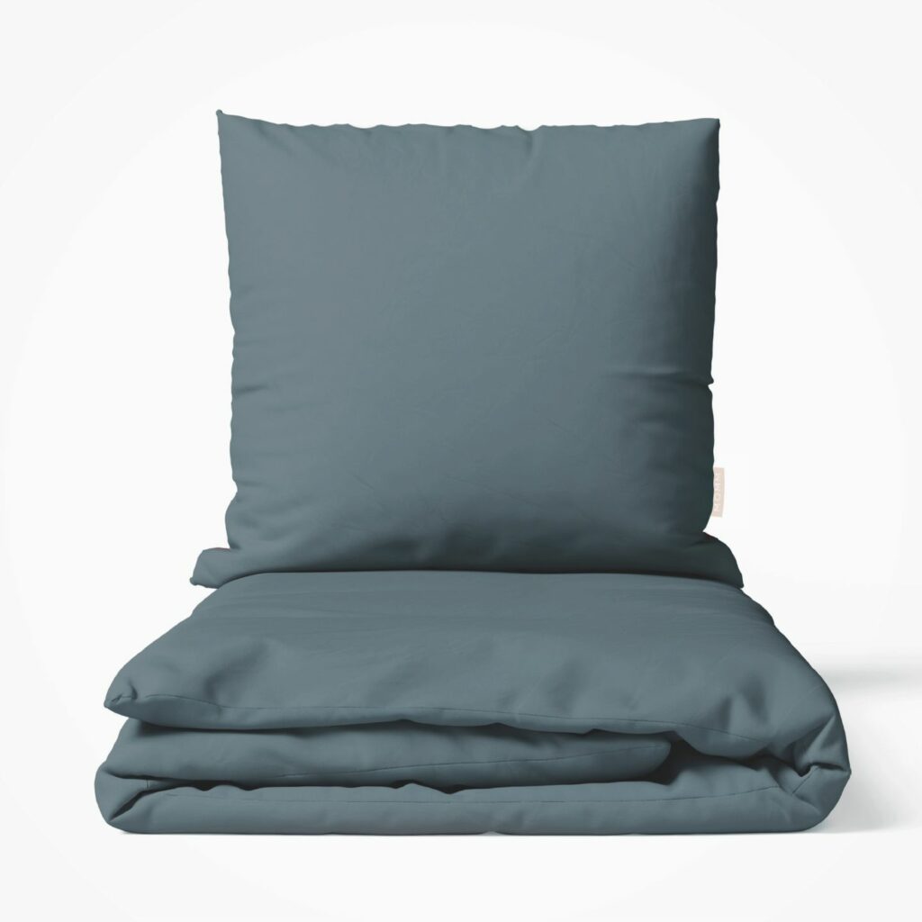 MOMM Bettwäsche Pure Perkal blaugrau