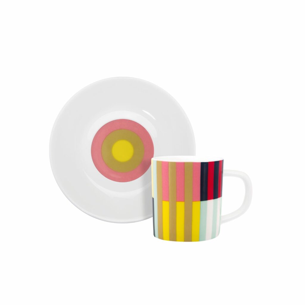 Remember Espresso Tassen mit Untersetzter mit geradem Muster