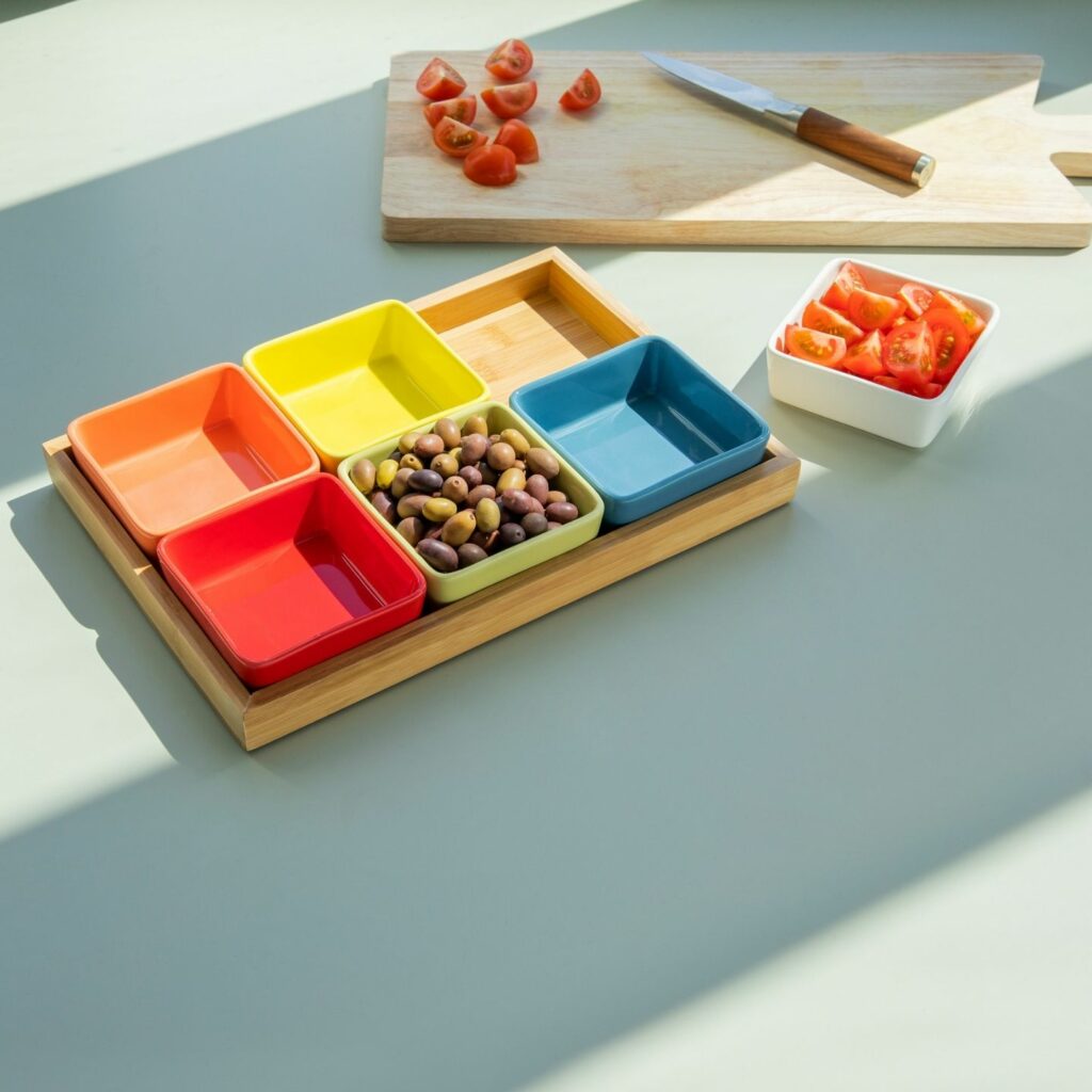 Remember Schalenset auf Holztablett