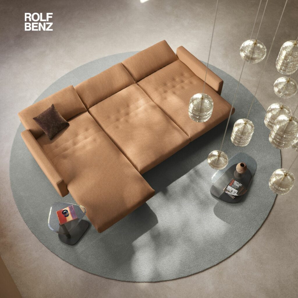 Rolf Benz Sofa Kaia Sofaprogramm hellbraun mit Liegefläche