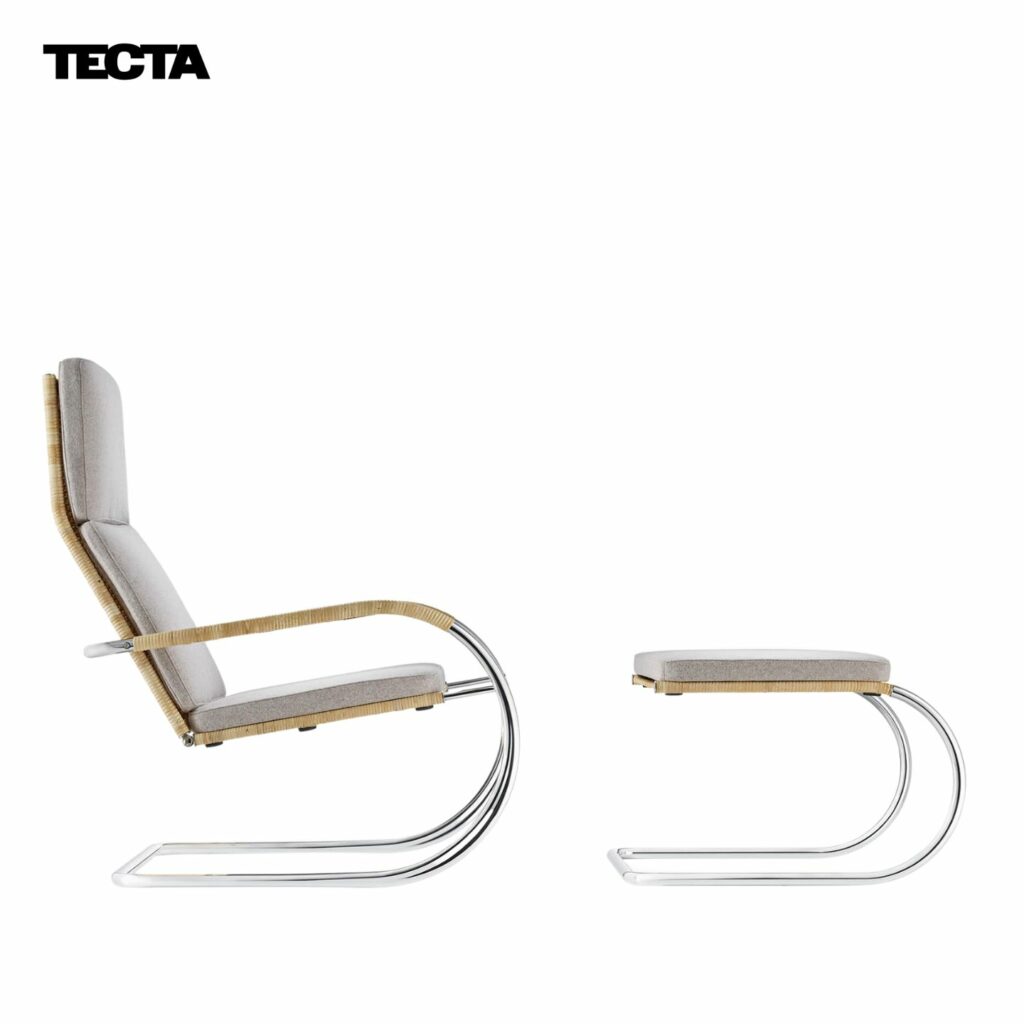 TECTA Sessel D35 & Hocker C35 braun grau seitlich