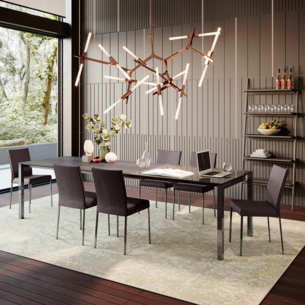 Willisau Tisch Prato mit Holzplatte un Glasplatte