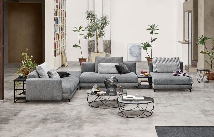 Rolf Benz Sofa Ecksofa Nuvola Stoff grau