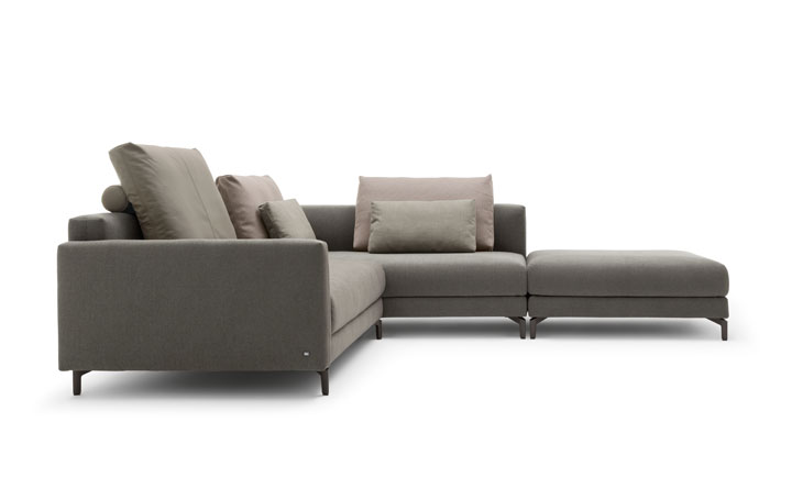 Rolf Benz Sofa Nuvola Leder grau seitlich