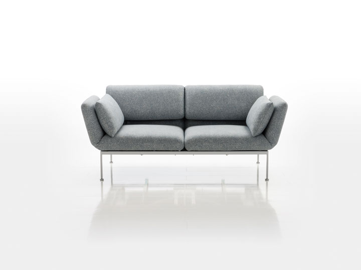 brühl Sofa roro Zweisitzer grau Stoff zwei Armlehnen